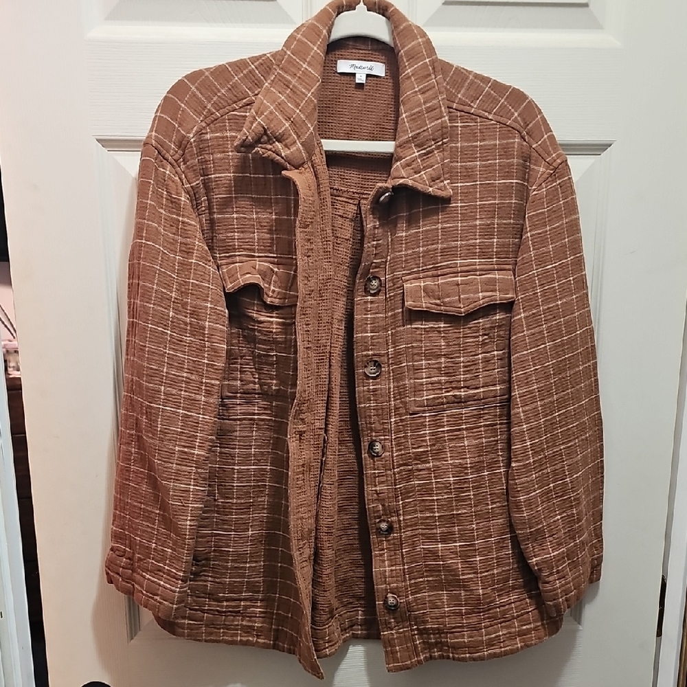 Madewell Brown Plaid Button-Up Jacket